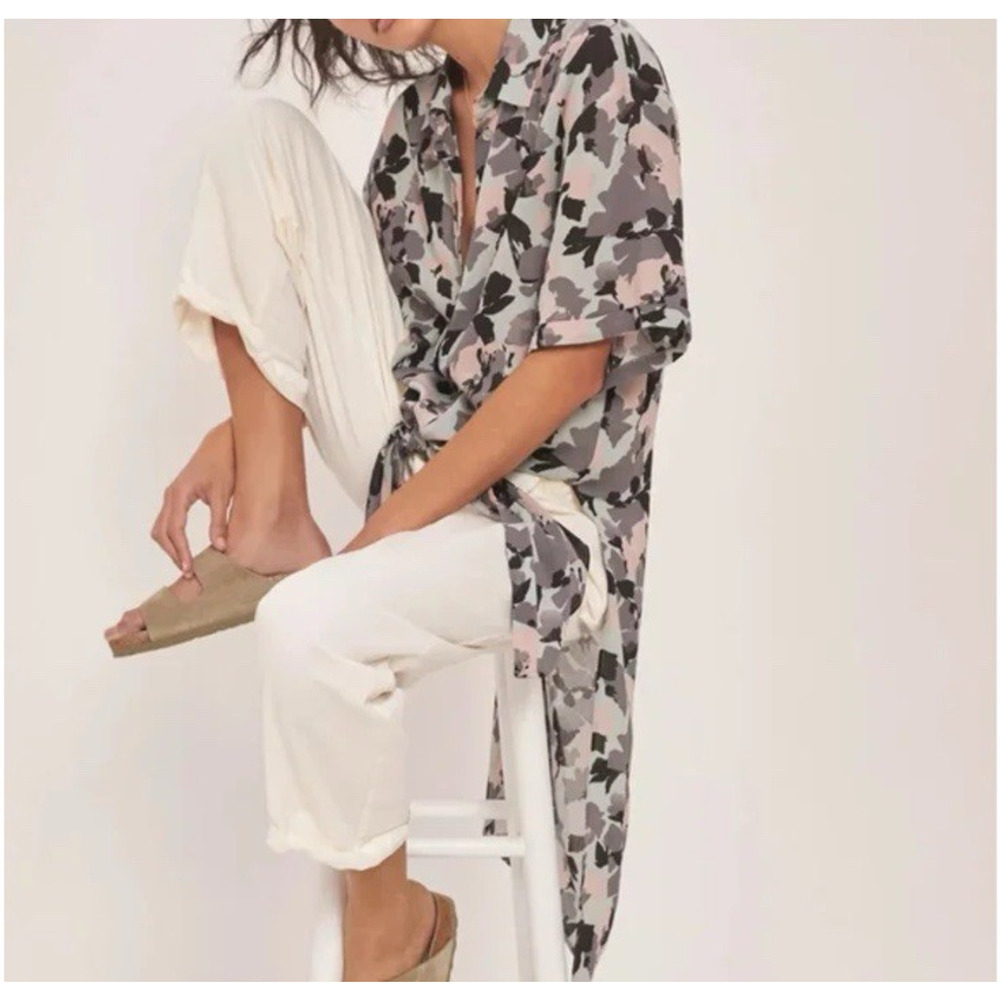 Anthropologie Maeve Rita Printed Tunic Topper Womens Size S Oversized Flowy